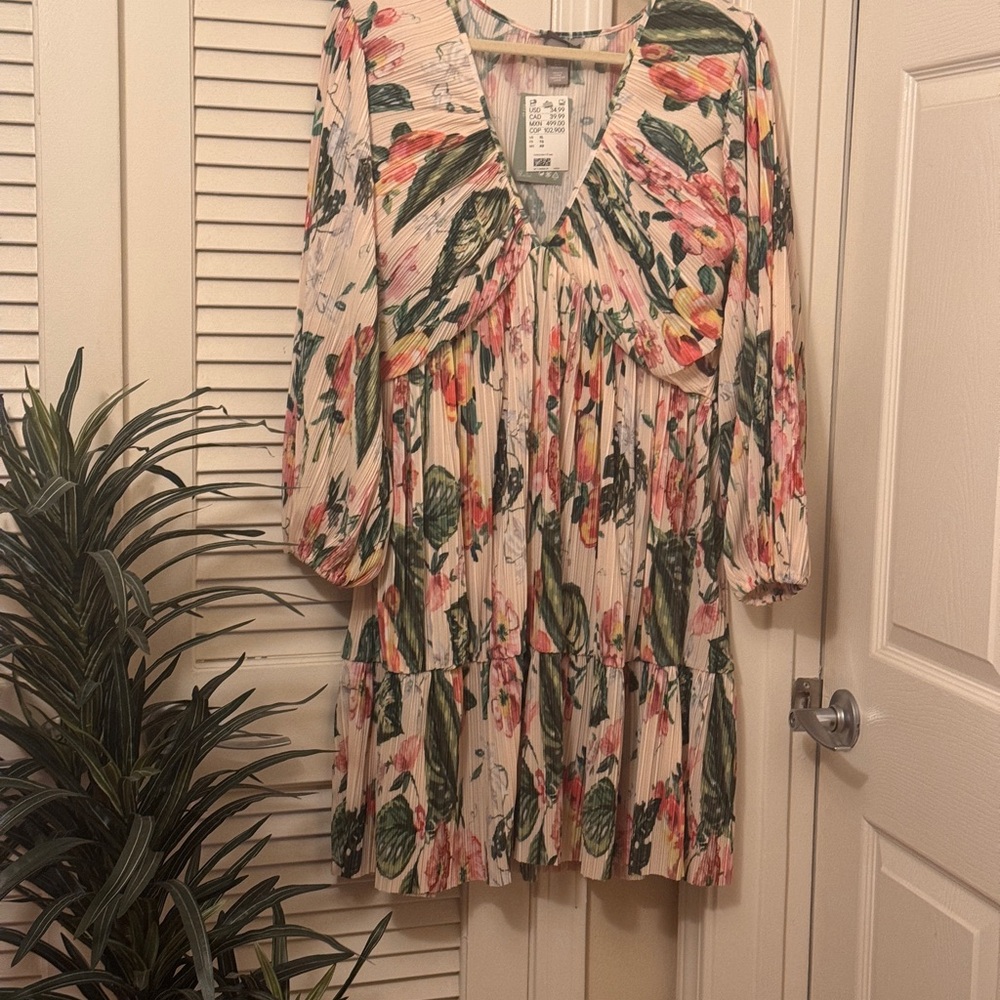 H&M Floral Pleated Midi Dress - Multicolor